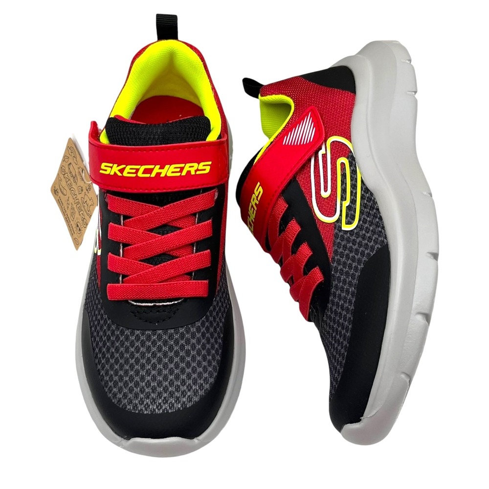 Skechers Squad Youth Boys Slip On Sneakers Size 3 Black/Red/Yellow Lightweight - Picture 14 of 14